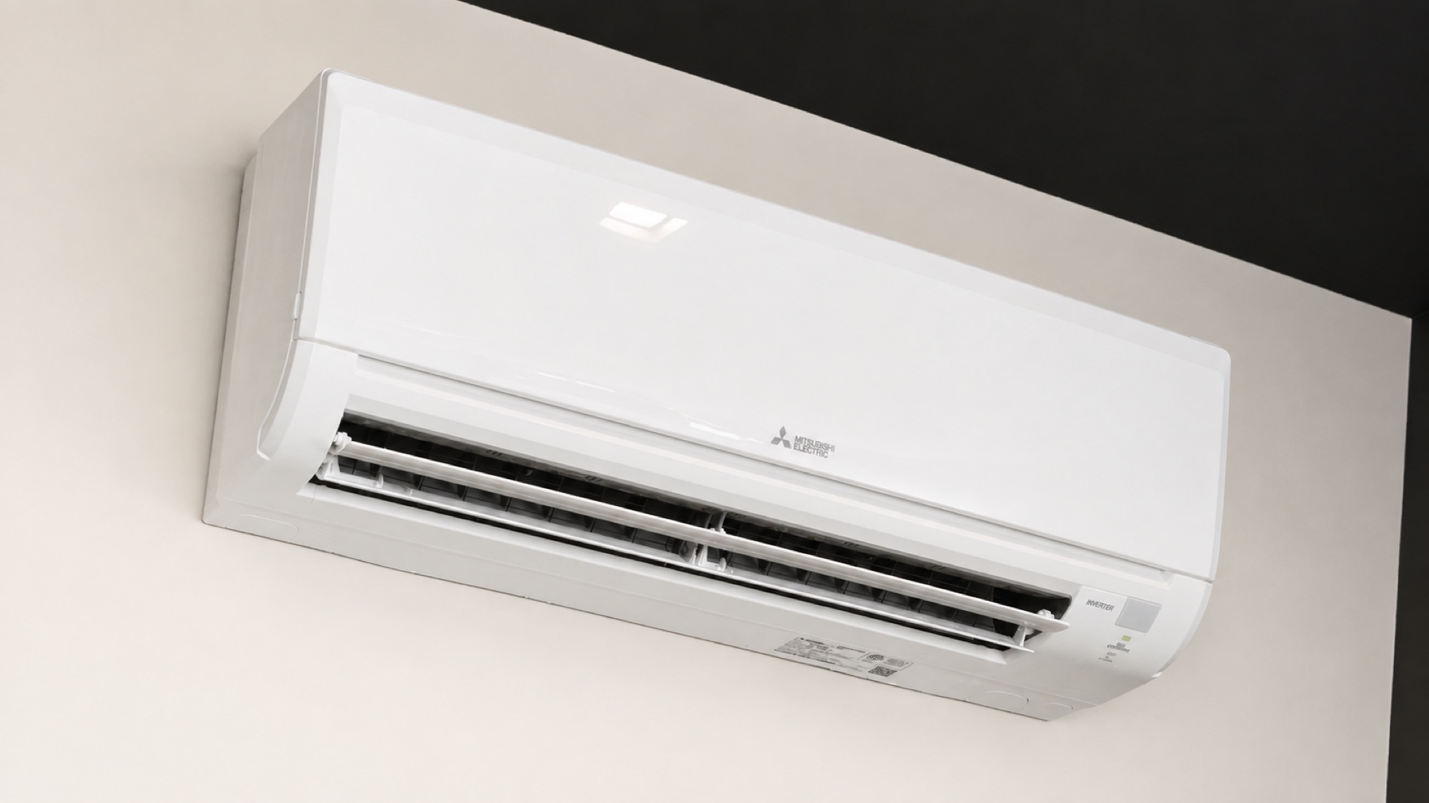 Ductless mini-split wall unit heating a modern living space